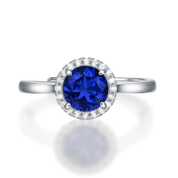 1CT Synthetic Sapphire Round Brilliant Cut Ring